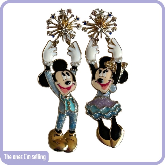 2021 Walt Disney World Parks 50th Anniversary Mickey & Minnie BaubleBar Earrings - Picture 2 of 3